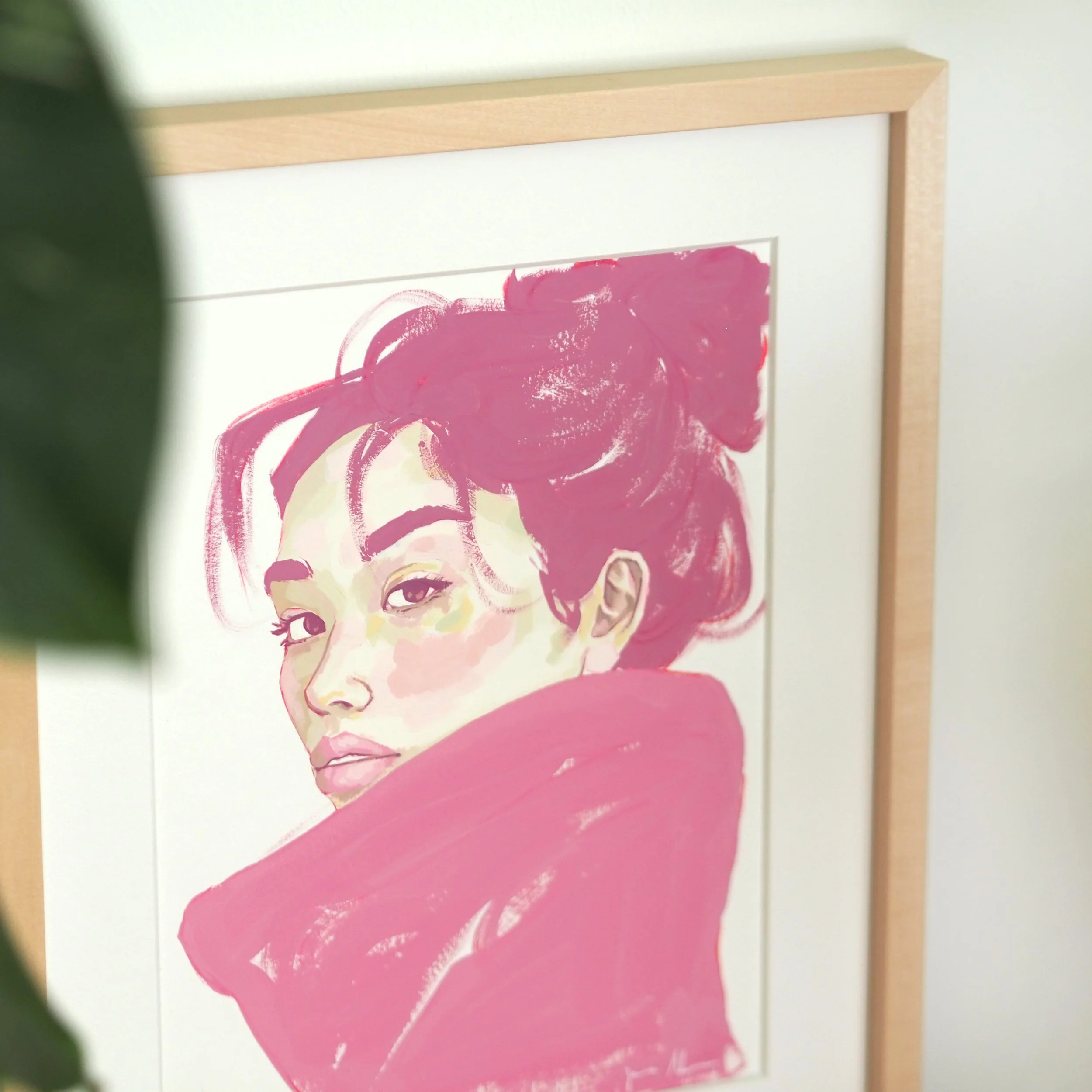 「woman,pink」水彩画 原画 B5 woman,pink」水彩画 原画 B5 woman,pink」水彩画 原画 B5